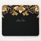 Gold Black Verziert Floral Mousepad (Vorne)