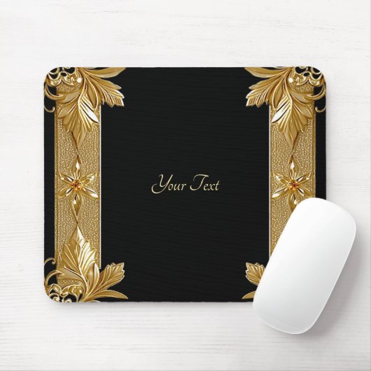 Gold Black Verziert Floral Mousepad (Mit Mouse)