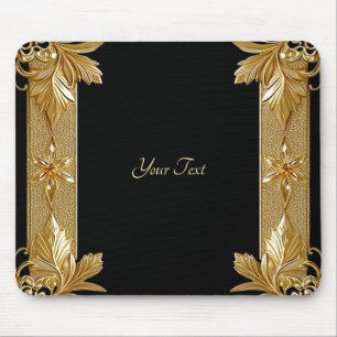 Gold Black Verziert Floral Mousepad