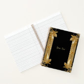 Gold Black Verziert Floral Notebook Notizblock (Innenseite)