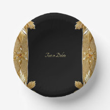 Gold Black Verziert Floral