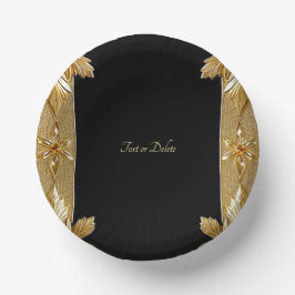 Gold Black Verziert Floral Pappteller
