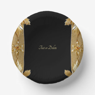 Gold Black Verziert Floral Pappteller
