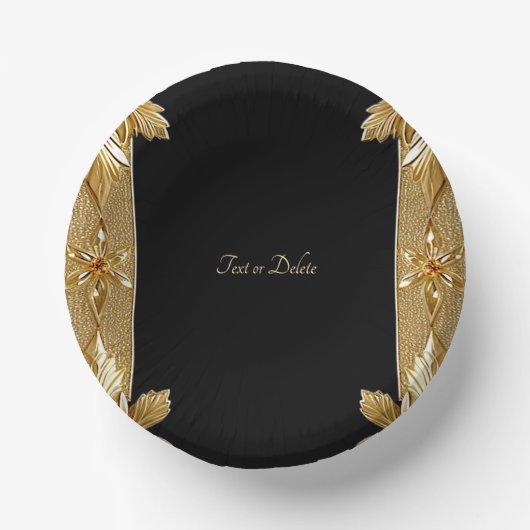Gold Black Verziert Floral Pappteller (Vorderseite)