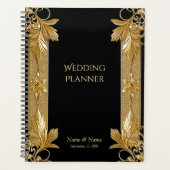 Gold Black Verziert Floral Planner Planer (Vorderseite)