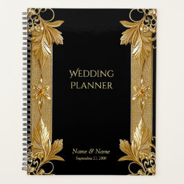 Gold Black Verziert Floral Planner Planer