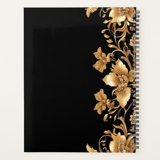 Gold Black Verziert Floral Planner Planer (Rückseite)
