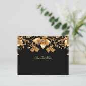 Gold Black Verziert Floral Postcard Postkarte (Stehend Vorderseite)