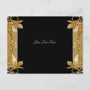 Gold Black Verziert Floral Postcard Postkarte