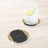 Gold Black Verziert Floral Sandstone Untersetzer (Seite)