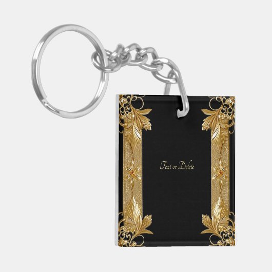 Gold Black Verziert Floral Schlüsselanhänger (Vorderseite links)