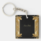 Gold Black Verziert Floral Schlüsselanhänger (Vorderseite)