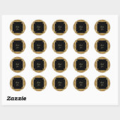 Gold Black Verziert Floral Sticker (Blatt)