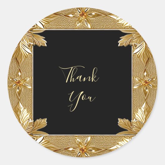 Gold Black Verziert Floral Sticker (Vorderseite)