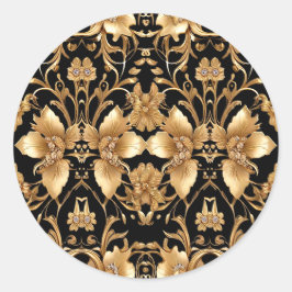 Gold Black Verziert Floral Sticker