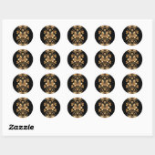Gold Black Verziert Floral Sticker (Blatt)