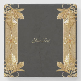 Gold Black Verziert Floral Stone Untersetzer