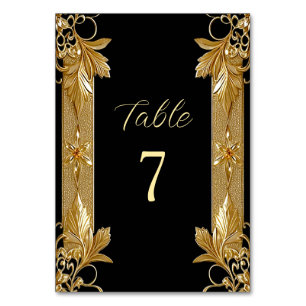 Gold Black Verziert Floral Tischnummer