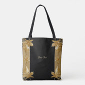 Gold Black Verziert Floral Totbeutel Tasche (Rückseite)