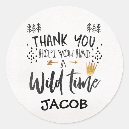 Gold Black Watercolor Wild One Wild Time Sticker (Vorderseite)