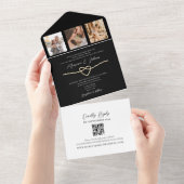 Gold Black Wedding All-in-One QR Einladung (Abreißen)