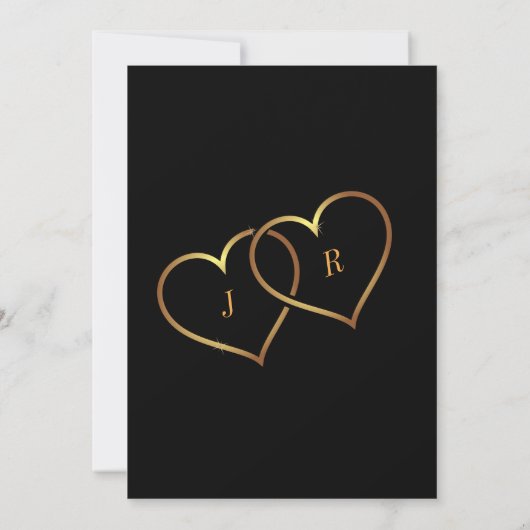 Gold Black Wedding Einladung mit Herz (Rückseite)