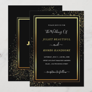 Gold Black Wedding Invitation Card Luxus Gerahmt
