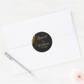 Gold Black Wedding Jubiläum Moderne personalisiere Runder Aufkleber (Umschlag)