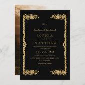  Gold Black Wedding Photo Invitation Einladung (Vorne/Hinten)