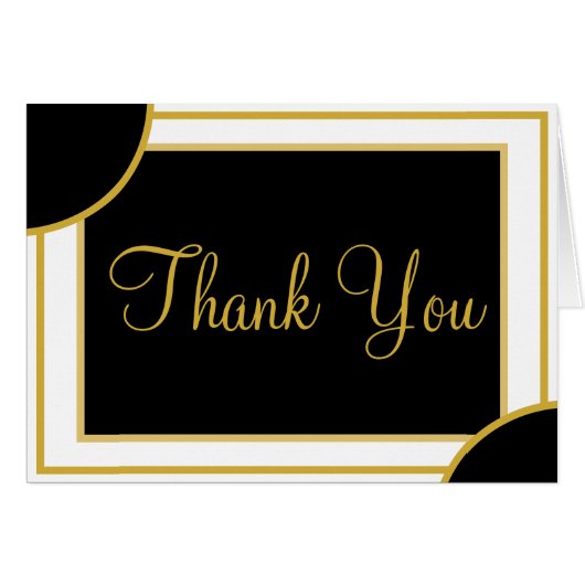 Gold Black Wedding Vielen Dank Geometric (Vorderseite (Horizontal))