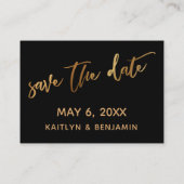 Gold & Black Wedding Website & Card Visitenkarte (Rückseite)