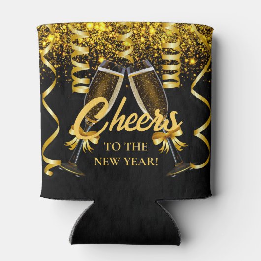 Gold Black Welcome Silvester Party Dosenkühler (Rückseite)