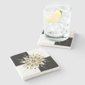 Gold Black & White Circle Mandala Steinuntersetzer (Seitenansicht)