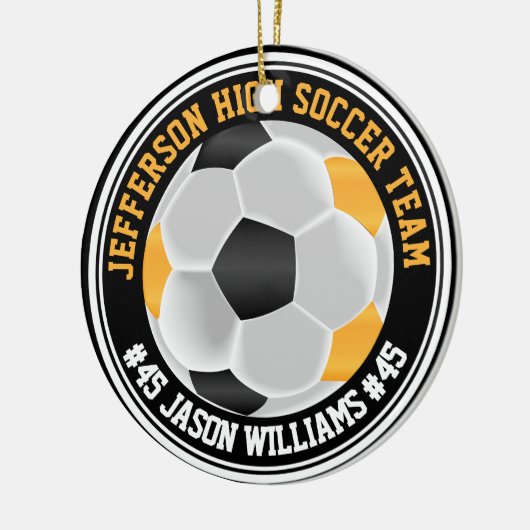 Gold, Black & White Soccer ⚽  Keramik Ornament (Links)