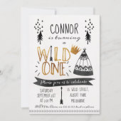 Gold Black Wild One Boys Einladung zum 1. Geburtst (Vorderseite)