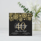 Gold Black Winter Glitzer Glam 40. Geburtstag Einladung (Stehend Vorderseite)