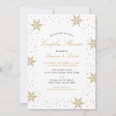Gold & Black Winter Snow Paare Polterabend Einladung (Vorderseite)