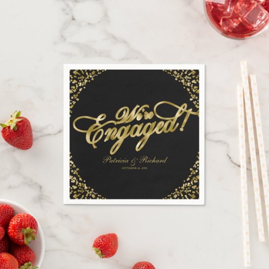 Gold Black Wir sind Verlobte Engagement Party Serviette (Beispiel)