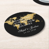 Gold Black World Map Danke Gastgeschenk Hochzeit Runder Pappuntersetzer (Angewinkelt)