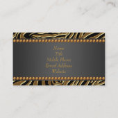 Gold Black Zebra Business Card Visitenkarte (Rückseite)