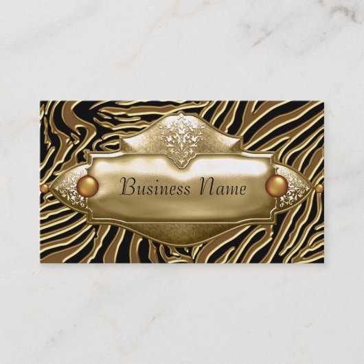 Gold Black Zebra Business Card Visitenkarte (Vorderseite)