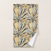 Gold Black Zebra Print Pattern Badhandtuch Set (Handtuch)