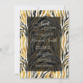 Gold Black Zebra Print Pattern Einladung (Vorderseite)