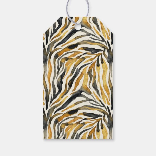 Gold Black Zebra Print Pattern Geschenkanhänger (Rückseite)