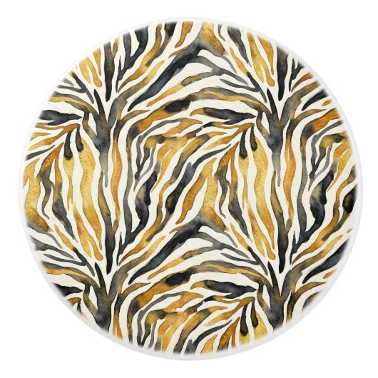 Gold Black Zebra Print Pattern Keramikknauf (Vorderseite)