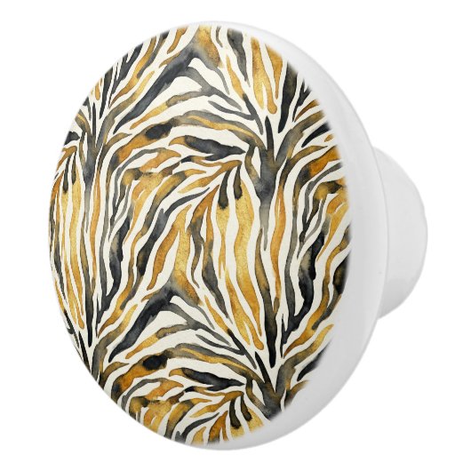Gold Black Zebra Print Pattern Keramikknauf (Rechts)