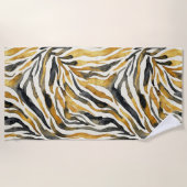 Gold Black Zebra Print Pattern Strandtuch (Vorderseite)