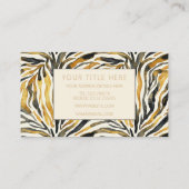 Gold Black Zebra Print Pattern Visitenkarte (Rückseite)