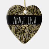 Gold Black Zebra Print Personalisiert Name Keramik Ornament (Rechts)
