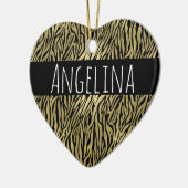 Gold Black Zebra Print Personalisiert Name Keramik Ornament (Links)